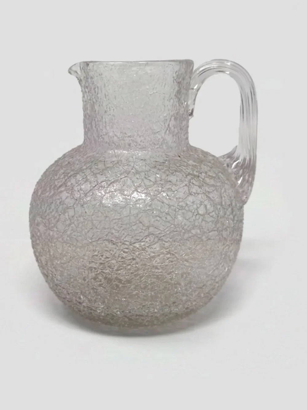 Antique Victorian Boston & Sandwich Clear Handblown Overshot Glass Pitcher